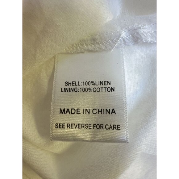 NWT Lucy Paris Linen White Button-Up Midi Dress - Picture 11 of 12